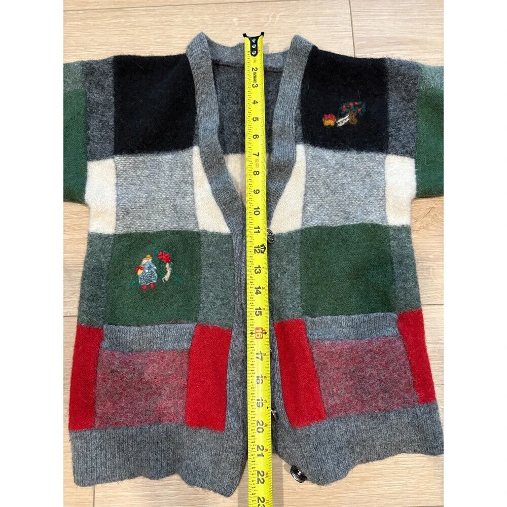 Vintage Hand Embroidered Sweater Apple Picking Fall Wool Cardigan 3S
